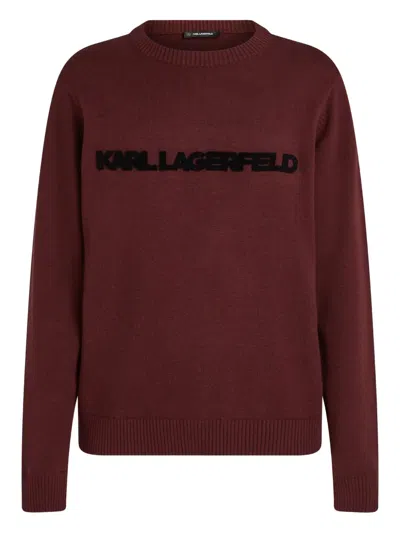 Karl Lagerfeld Logo Crew-neck Sweater In Red