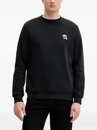 Karl Lagerfeld Logo Crew-neck Sweatshirt In Black