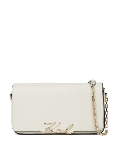 Karl Lagerfeld Logo Cross Body Bag In Neutral