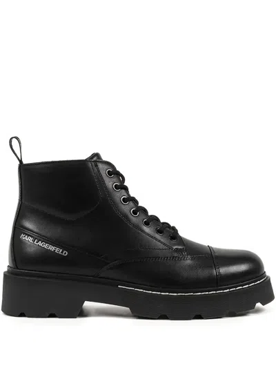 Karl Lagerfeld Logo-debossed Boots In Black