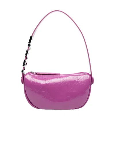 Karl Lagerfeld Logo-debossed Patent Shoulder Bag In Purple