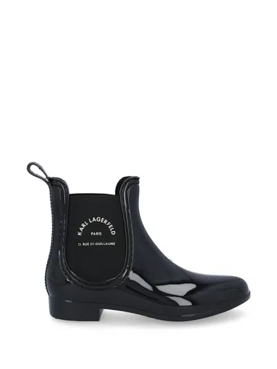 Karl Lagerfeld Logo Detail Boots In Black