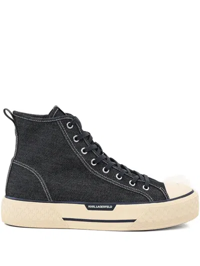Karl Lagerfeld Logo-detail Denim Sneakers In Black