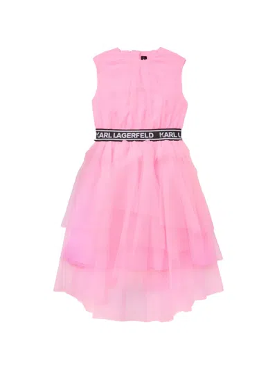 Karl Lagerfeld Kids' Logo-detail Dress In Pink