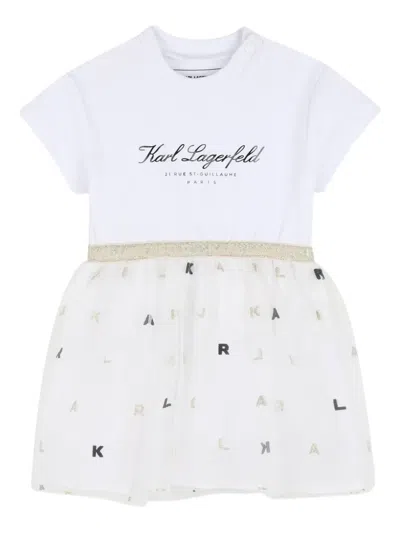 Karl Lagerfeld Babies' Logo-detail Dress In White