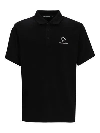 Karl Lagerfeld Logo-detail Polo Shirt In Black