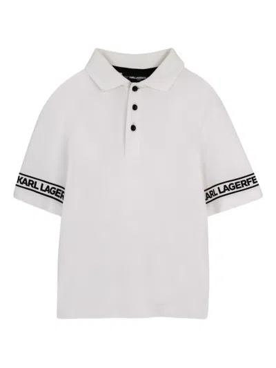 Karl Lagerfeld Kids' Logo-detail Polo Shirt In White