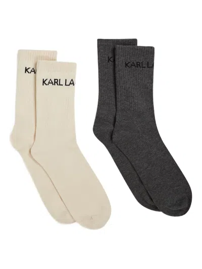 Karl Lagerfeld Logo-detail Socks (pack Of Two) In Neutral
