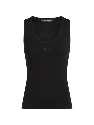 Karl Lagerfeld Logo-detail Tank Top In Black