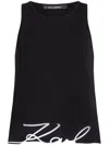 Karl Lagerfeld Round Neck Sleeveless Vest In 黑色