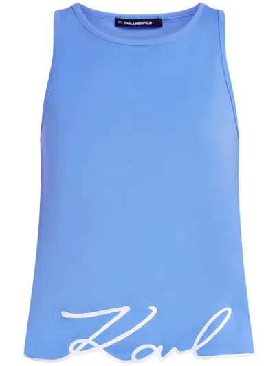Karl Lagerfeld Logo-detail Top In Blue