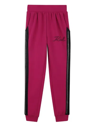 Karl Lagerfeld Kids' Logo-detailed Sweatpants In Pink