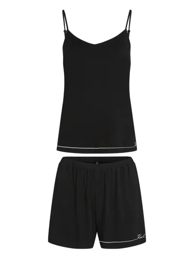 Karl Lagerfeld Logo-detailing Pajamas In Black