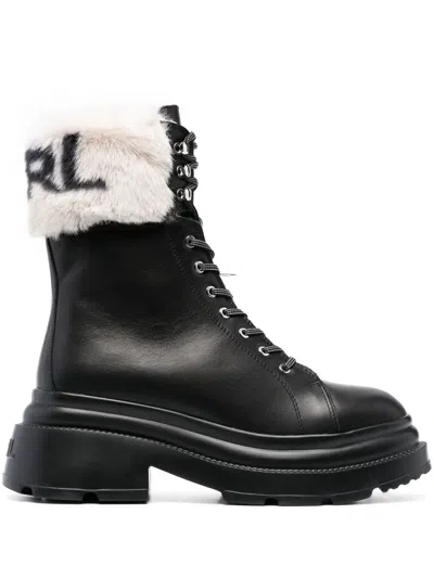 Karl Lagerfeld Logo-embellished Ankle Boots In Black