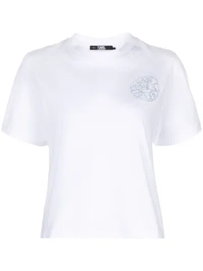 Karl Lagerfeld Logo-embellished Organic Cotton T-shirt In White