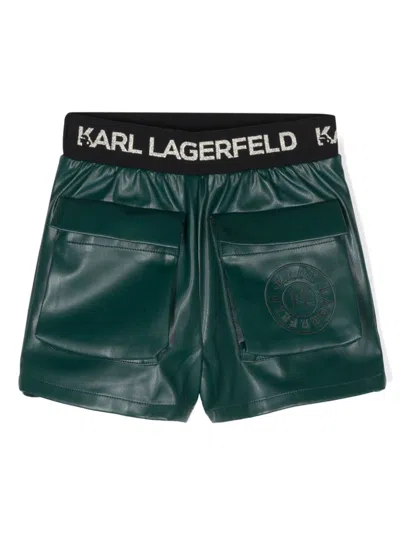 Karl Lagerfeld Kids' Logo-embellished Shorts In Green
