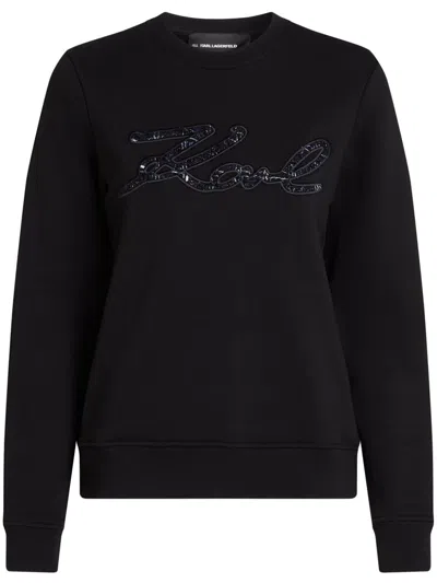 Karl Lagerfeld Logo-embellished Sweatshirt In Black