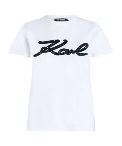Karl Lagerfeld Logo-embellished T-shirt In White