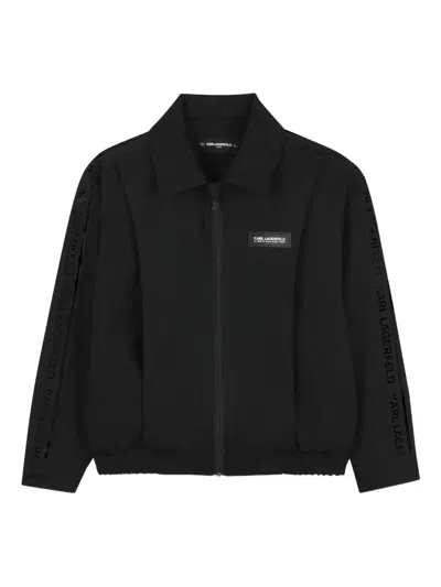 Karl Lagerfeld Logo-embellished Zip-up Jacket In Black