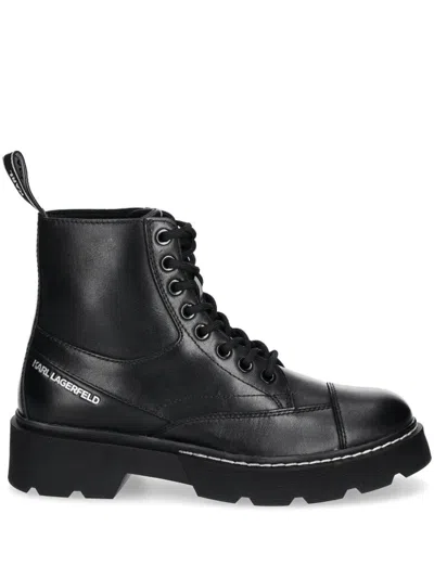 Karl Lagerfeld Logo-embossed Ankle Boots In Schwarz