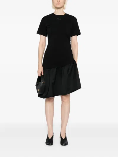 Karl Lagerfeld Logo-embossed Dress In Black