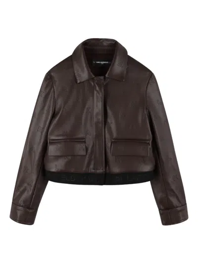 Karl Lagerfeld Logo-embossed Jacket In Brown