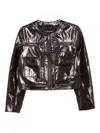 Karl Lagerfeld Logo-embossed Patent Jacket In Black