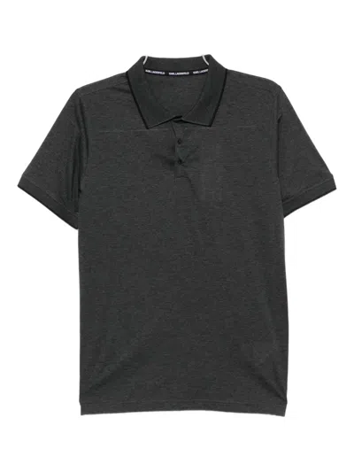 Karl Lagerfeld Logo-embossed Polo Shirt In Gray