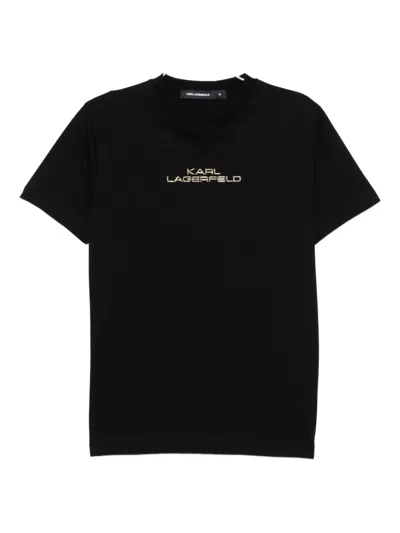 Karl Lagerfeld Logo-embossed T-shirt In Black