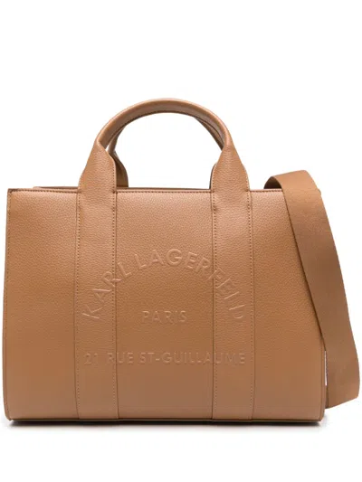Karl Lagerfeld Logo-embossed Tote Bag In Brown