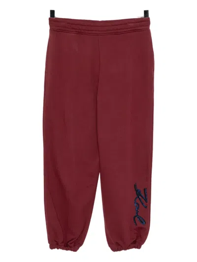 Karl Lagerfeld Logo-embossed Trousers In Red