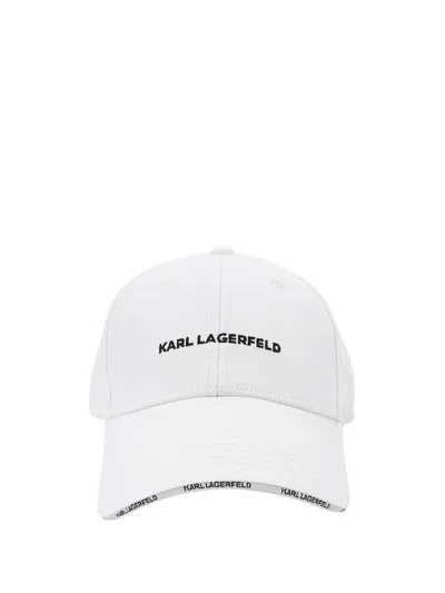 Karl Lagerfeld Logo Embroidered Baseball Cap In White