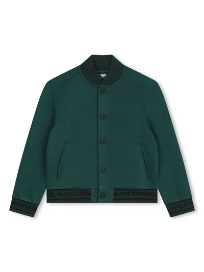 Karl Lagerfeld Kids' Logo-embroidered Bomber Jacket In Green