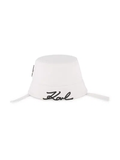 Karl Lagerfeld Babies' Logo-embroidered Bucket Hat In White