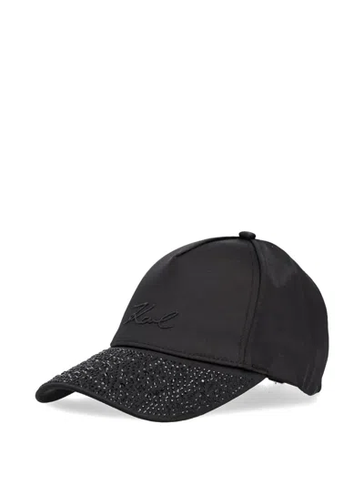 Karl Lagerfeld Logo-embroidered Cap In Black