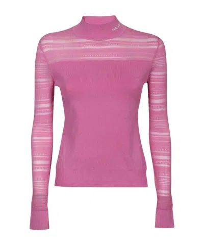 Karl Lagerfeld Logo Embroidered Collar Sweater In Pink