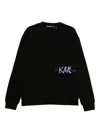 Karl Lagerfeld Logo-embroidered Cotton Sweatshirt In Black