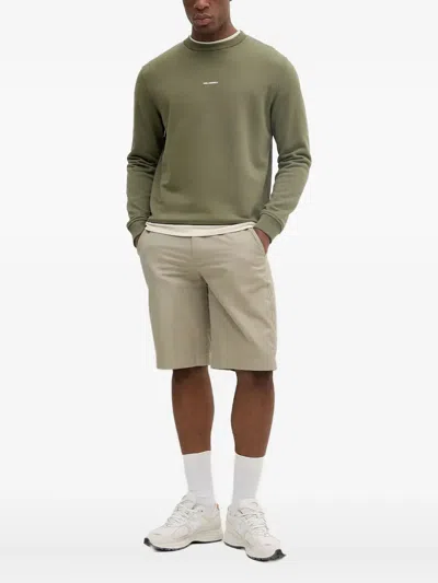 Karl Lagerfeld Logo-embroidered Crew-neck Sweatshirt In Green