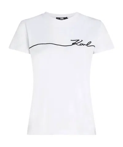 Karl Lagerfeld Logo-embroidered Crew-neck T-shirt In White