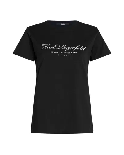 Karl Lagerfeld Hotel Karl Embroidered-logo T-shirt In Black
