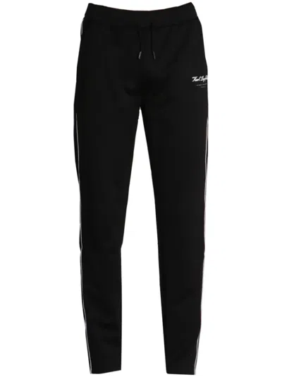 Karl Lagerfeld Logo-embroidered Drawstring-waist Track Pants In Black