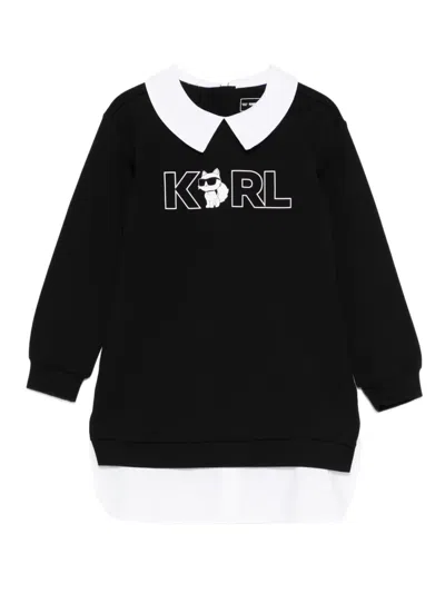 Karl Lagerfeld Kids' Logo-embroidered Dress In Gold
