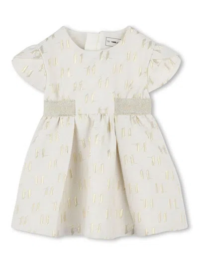 Karl Lagerfeld Babies' Logo-embroidered Dress In White