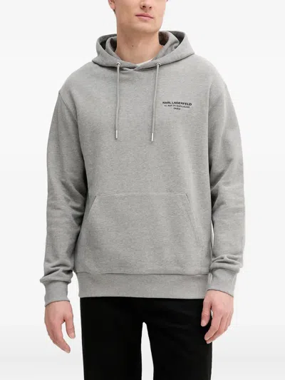Karl Lagerfeld Logo-embroidered Hoodie In Gray