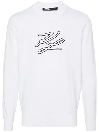 Karl Lagerfeld Logo-embroidered Jumper In White