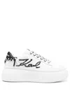 Karl Lagerfeld Logo-embroidered Low-top Platform Sneakers In Weiss