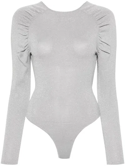 Karl Lagerfeld Body Mit Logo-stickerei In Silber