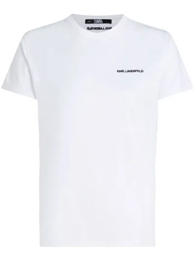 Karl Lagerfeld Logo-embroidered Organic-cotton T-shirt In 100