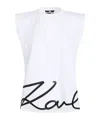 Karl Lagerfeld Logo-embroidered Organic Cotton Tank Top In White