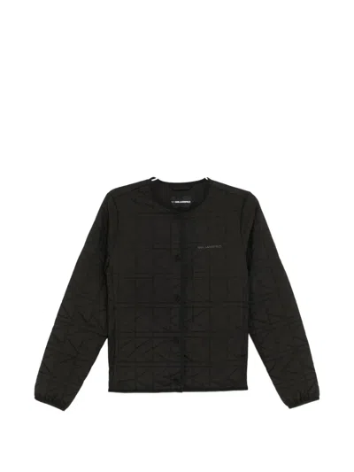 Karl Lagerfeld Logo-embroidered Quilted Jacket In Brown